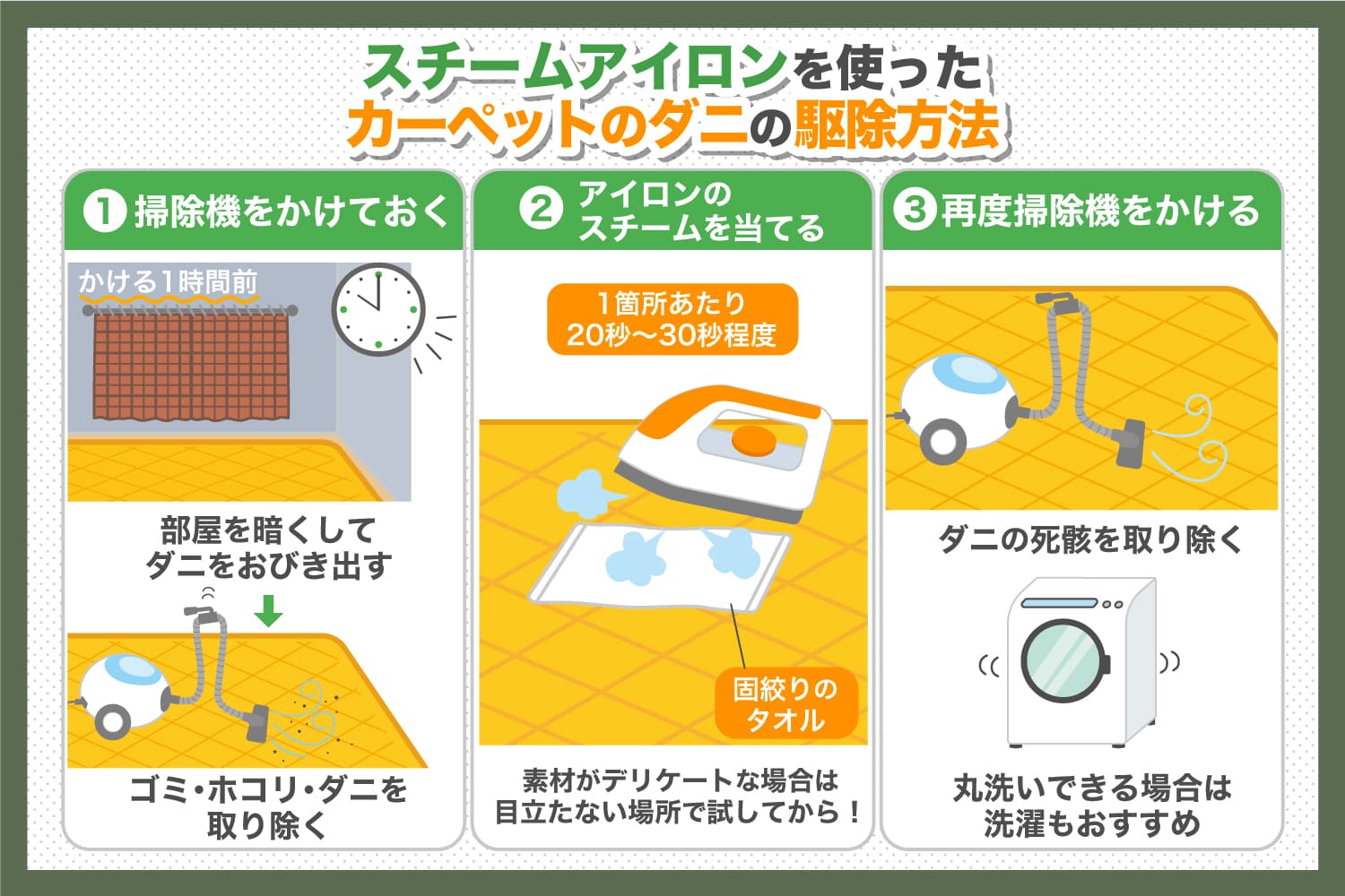 ダニをスチームアイロンで駆除する方法